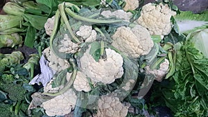 a bunch of cauliflower vegetables at the Indonesian Ngoro market photo