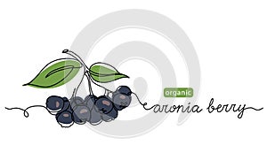 Bunch of chokeberry, aronia berry. Vector color illustration, doodle, sketch for label design. One continuous line art photo