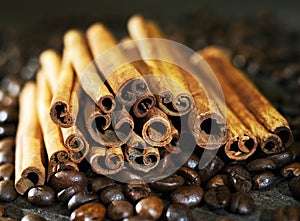 A bunch of cinnamon sticks