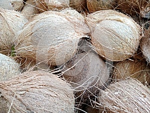 A bunch of coconuts in a box