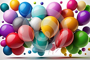 A bunch of colorful balloons on white background