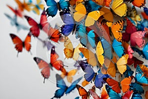 a bunch of colorful butterflies are on a white background Fluttering Symphony A Kaleidoscope