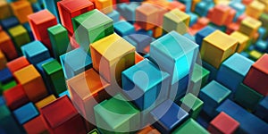 A bunch of colorful cubes stacked together