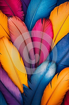 A bunch of colorful feathers that are arranged in a circle