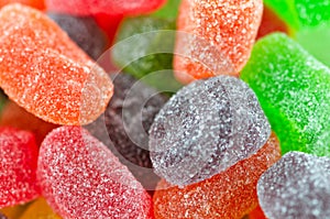 Bunch of colorful jelly candy or sweets. Good for health conceptual.