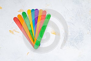 Bunch of colorful popsicle sticks for arts and crafts