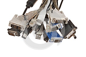 bunch of computer cables with sockets