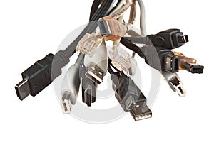 bunch of computer cables with sockets