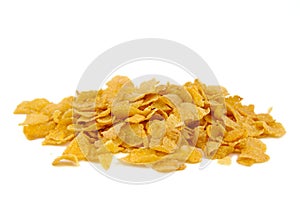 Bunch of corn flake cereals on a white background