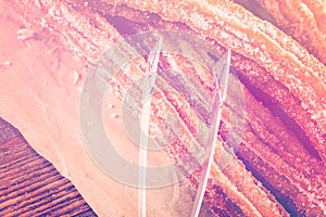 Churros with granulated sugar photo