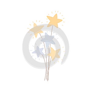 Bunch of cute stars. Cosmic flowers bouquet. Fairy stars bunch vector illustration