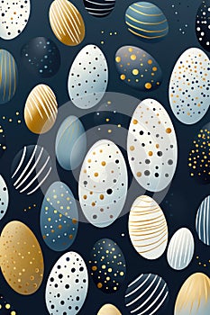 A bunch of different colored eggs on a black background. Digital image. Easter background
