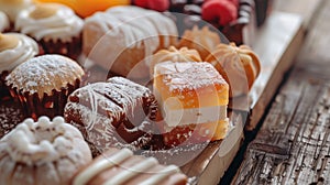 a bunch of different types of pastries