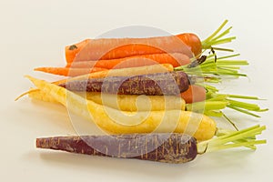Bunch of differently coloured heritage carrots