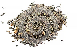 A bunch of dry green unpressed tea with flavors