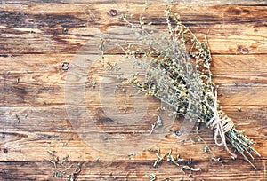 Bunch of dry herb wormwood tied with rope