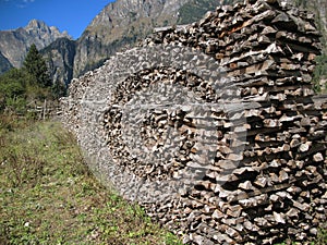 Bunch of firewood stored at Himalaya region