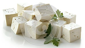 A bunch of firm tofu a popular vegetarian protein source that can easily take on different textures and flavors