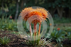 a bunch of flowers that are in a field Vibrant Beauty Exploring Scadoxus multiflorus in its Natural