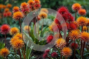 a bunch of flowers that are in a garden Exploring the Vibrant Hues of Scadoxus Multiflorus Journey