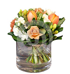 Bunch of Flowers in Glass Vase