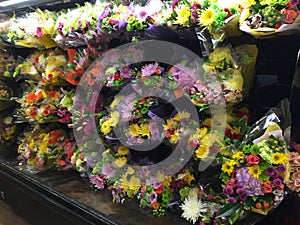 Bunch of flowers selling at supermarket