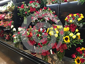 Bunch of flowers selling at supermarket