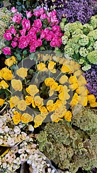 A bunch of flowers on a table