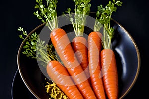 Bunch of fresh carrots with green leaves. Vegetarian food. Vegetarianism and healthy eating. healthy food concept. Generative AI