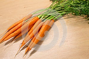 Fresh carrots on a kitchen