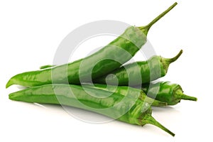 Bunch of fresh green chili peppers