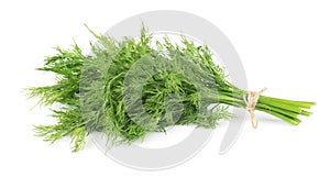 Bunch of fresh green dill isolated on white background photo