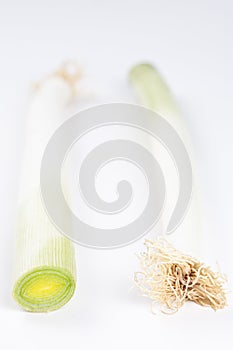 Bunch of fresh leeks photo