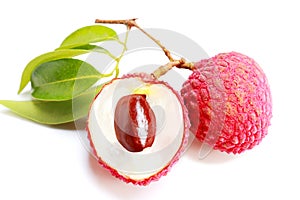 Bunch of fresh Lichi or lychee on White background.