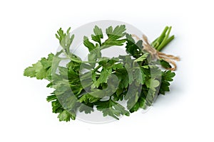 Bunch of fresh parsley isolated on a white background