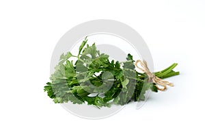 Bunch of fresh parsley isolated on a white background