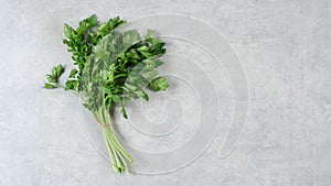 Bunch of fresh parsley on the white background