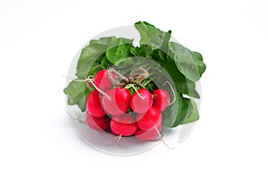 bunch of fresh radishes object isolated on a white background