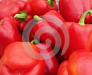 Bunch of Fresh Red Bell Peppers