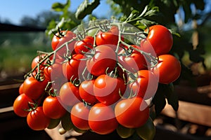 A bunch of fresh and ripe tomatoes. Generative AI