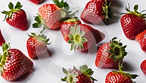 A bunch of fresh strawberries on a white background