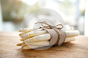 Bunch of fresh white asparagus