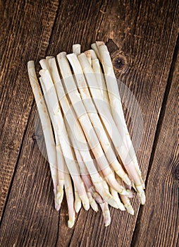 Bunch of fresh white Asparagus (close-up shot)