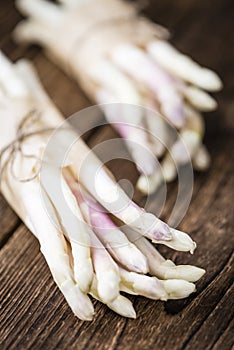 Bunch of fresh white Asparagus (close-up shot)