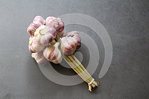 A bunch of garlic, a bunch of fresh garlic, a natural antibiotic, fresh seasoning