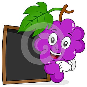 Bunch of Grapes with Blank Blackboard