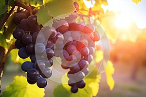 Bunch grapes nature wine harvest fruit leaf vine sunset green
