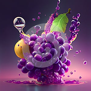 A bunch of grapes is oozing juice and sweetness