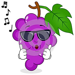 Bunch of Grapes Whistling with Sunglasses