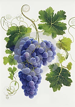 Bunch of grapes on white background